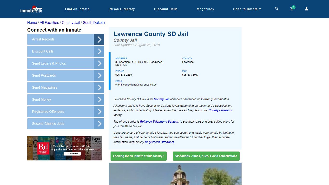 Lawrence County SD Jail - Inmate Locator - Deadwood, SD