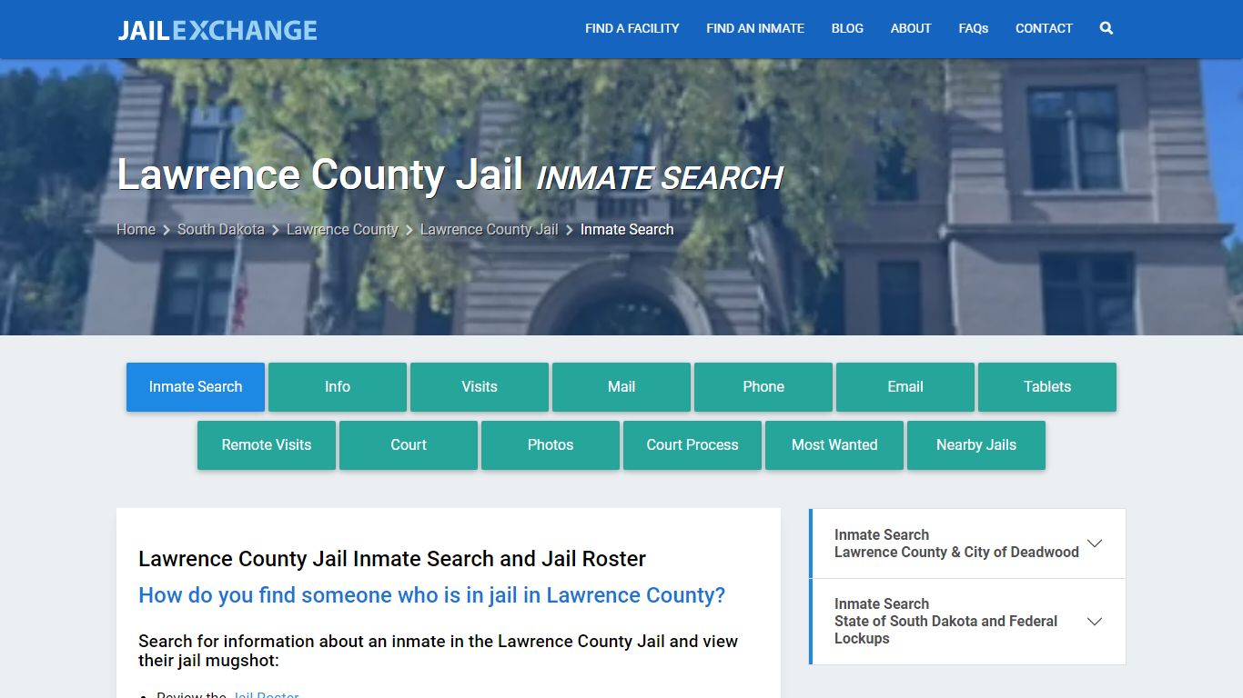 Inmate Search: Roster & Mugshots - Lawrence County Jail, SD