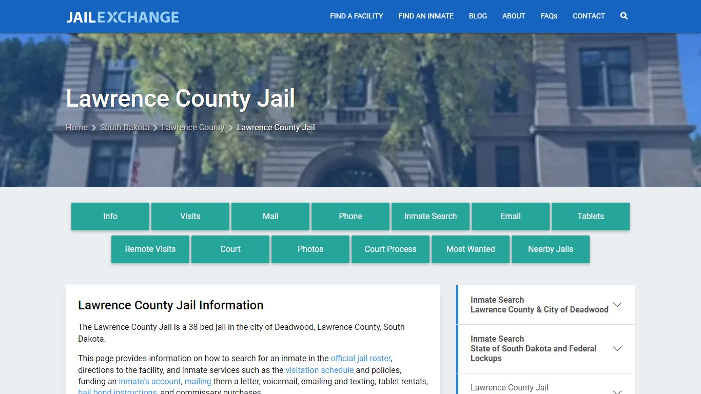 Lawrence County Jail, SD Inmate Search, Information