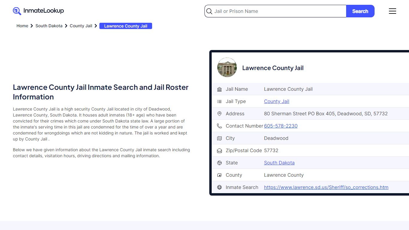 Lawrence County Jail Inmate Search and Jail Roster Information
